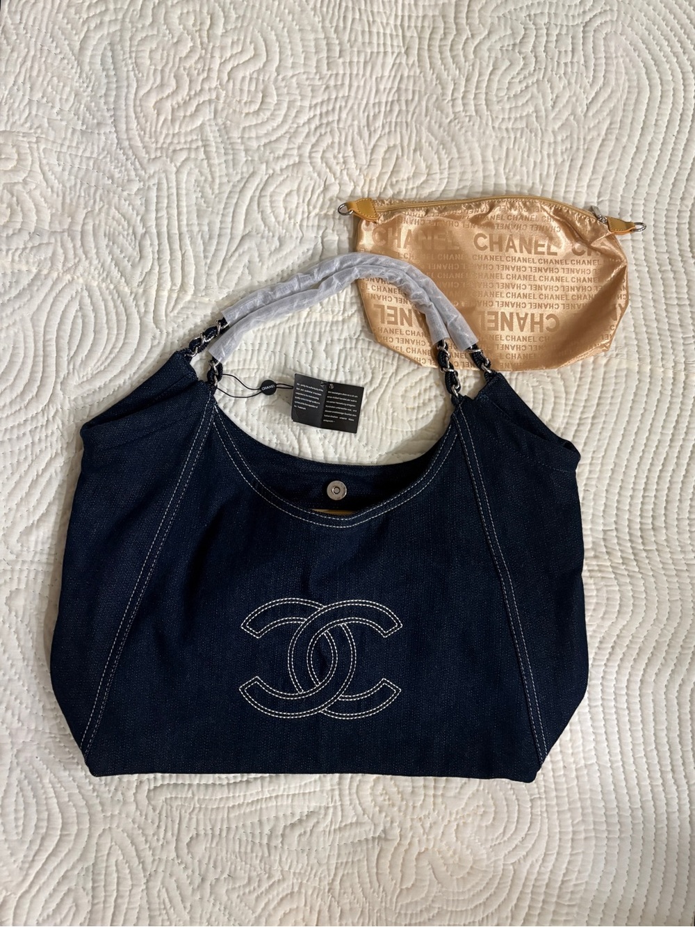 Dark Indigo Denim ChanneI Tote Bag